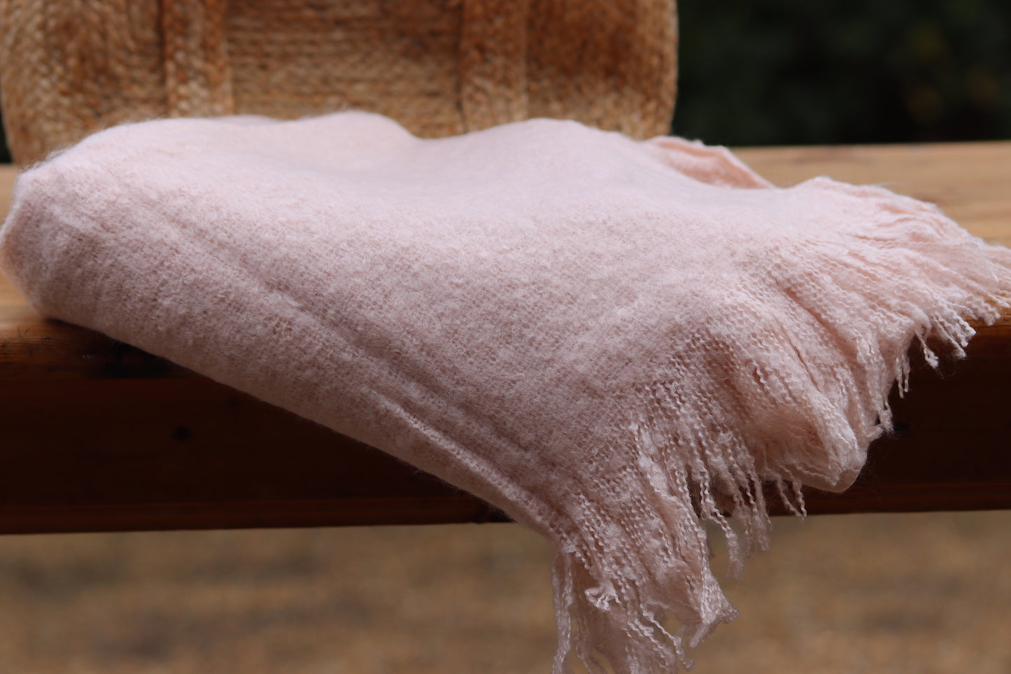 Soft Pink Fringed Throw