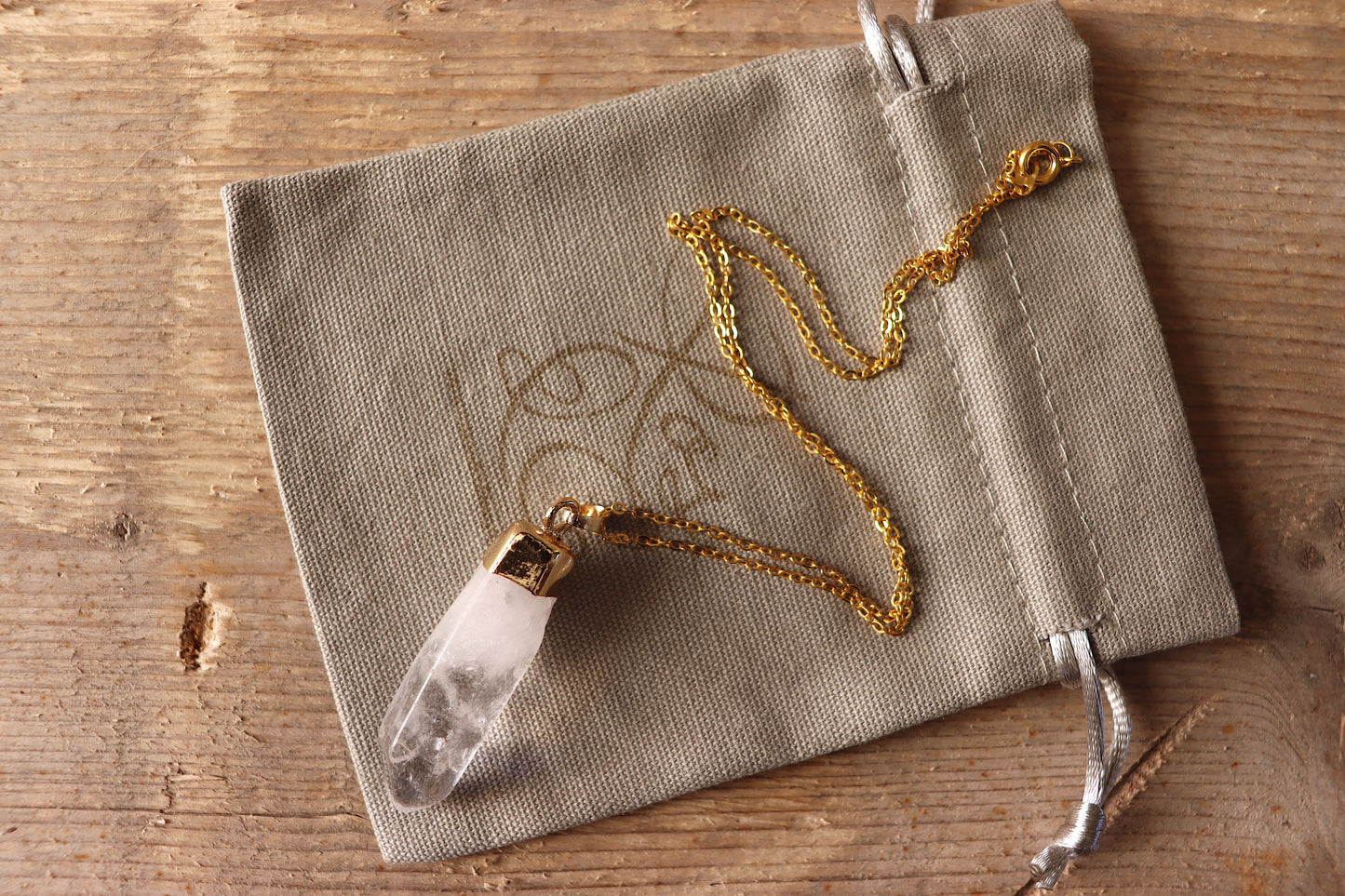 Natural Clear Quartz Column Necklace