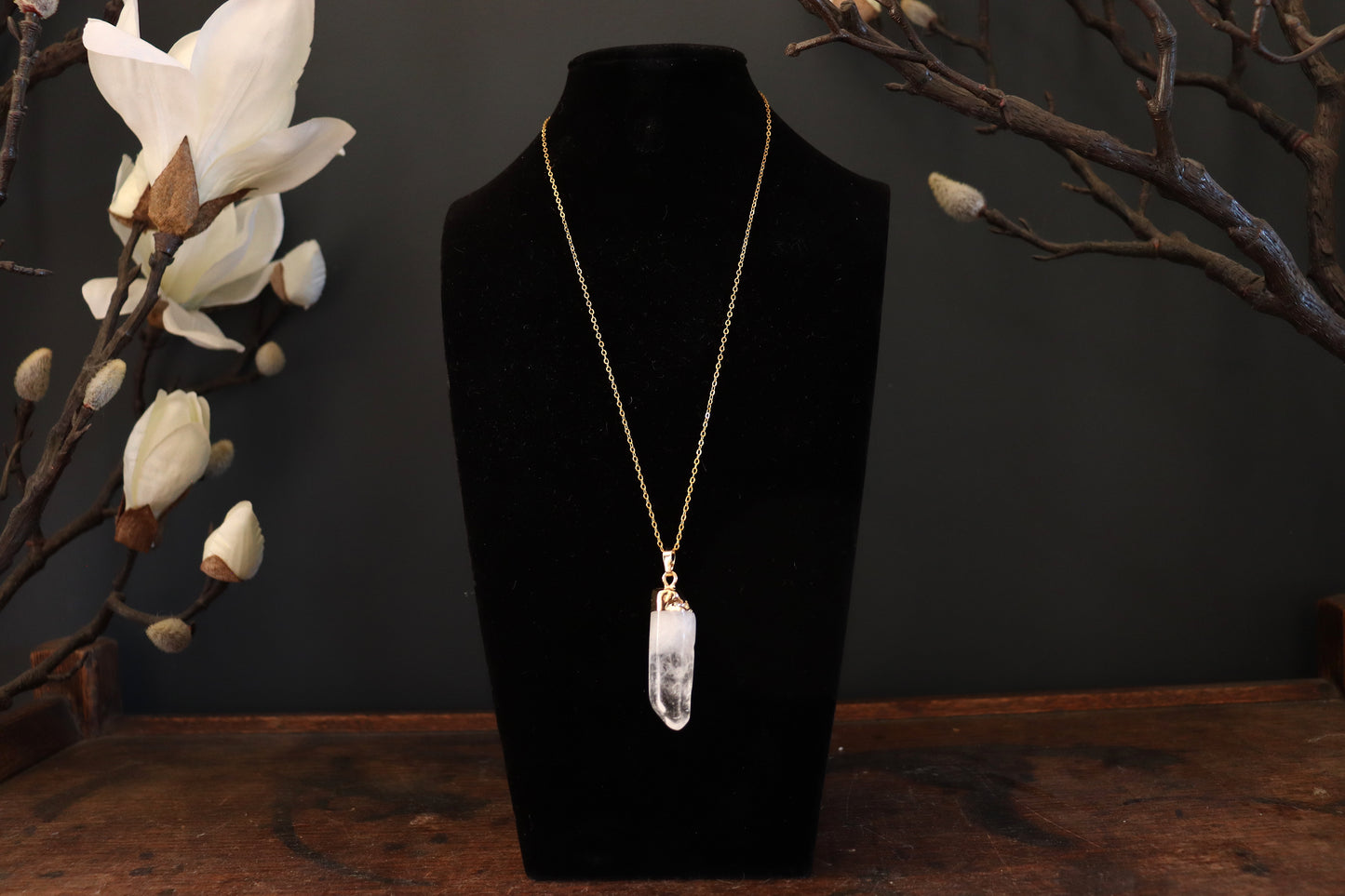 Natural Clear Quartz Column Necklace