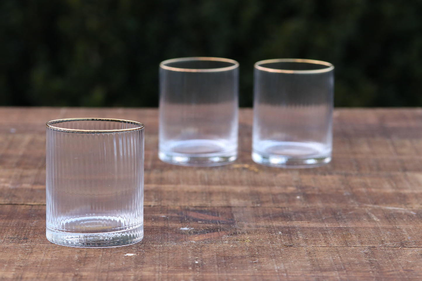Gold Rim Ribbed Tumblers