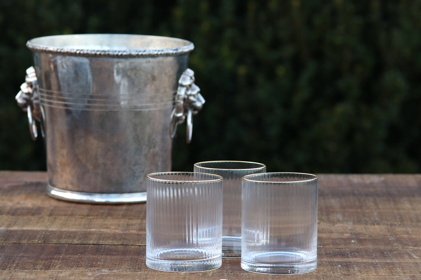 Gold Rim Ribbed Tumblers