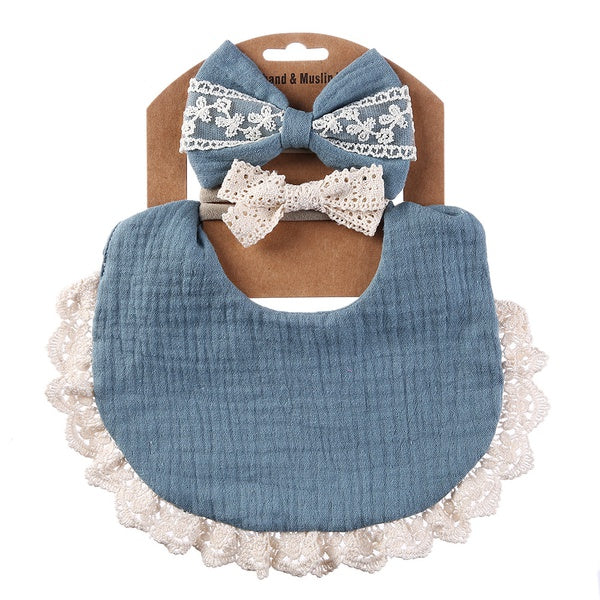 Muslin Bib & Bow Set