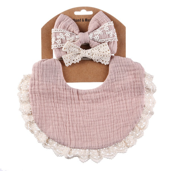 Muslin Bib & Bow Set