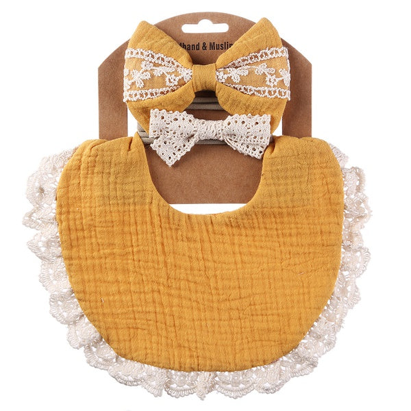 Muslin Bib & Bow Set