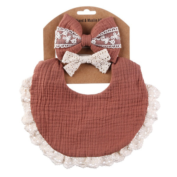 Muslin Bib & Bow Set