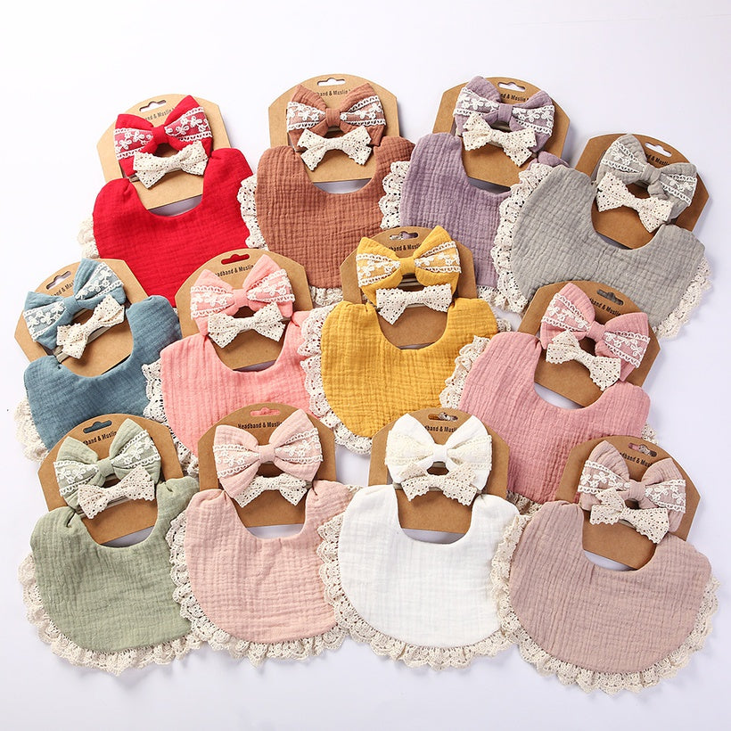 Muslin Bib & Bow Set