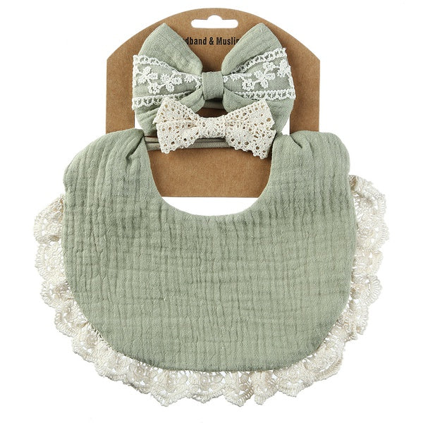 Muslin Bib & Bow Set
