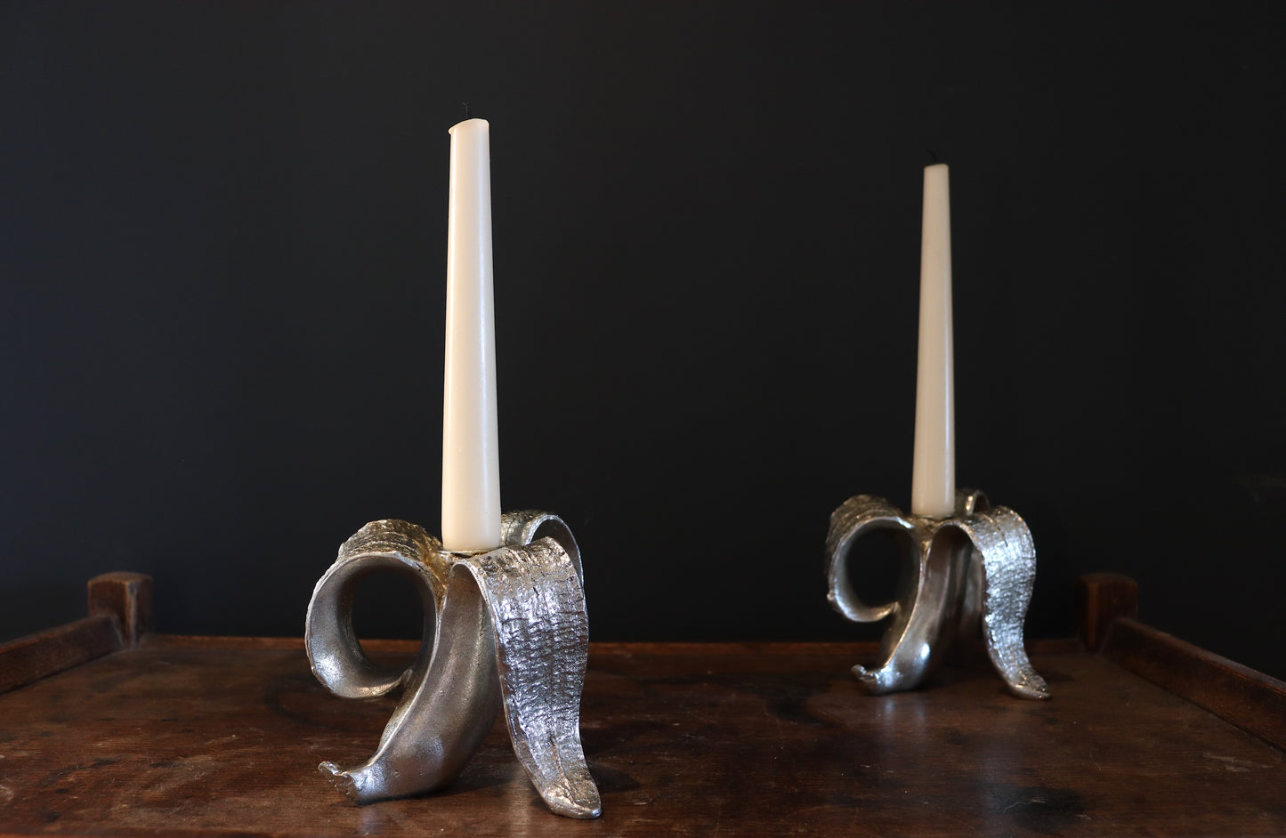 Silver Banana Candle Holder