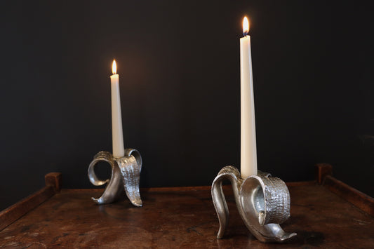 Silver Banana Candle Holder