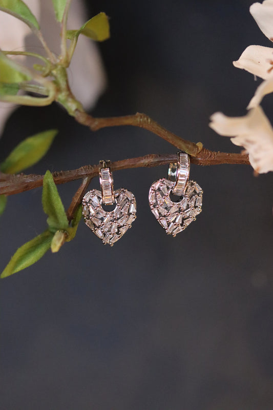 Heart Fragment Earrings - Platinum