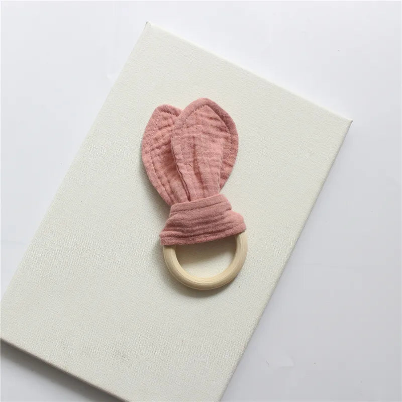 Teething Ring with Muslin Bunny Ears