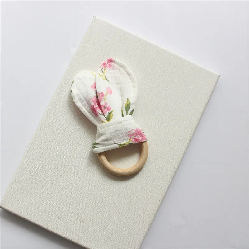 Teething Ring with Muslin Bunny Ears