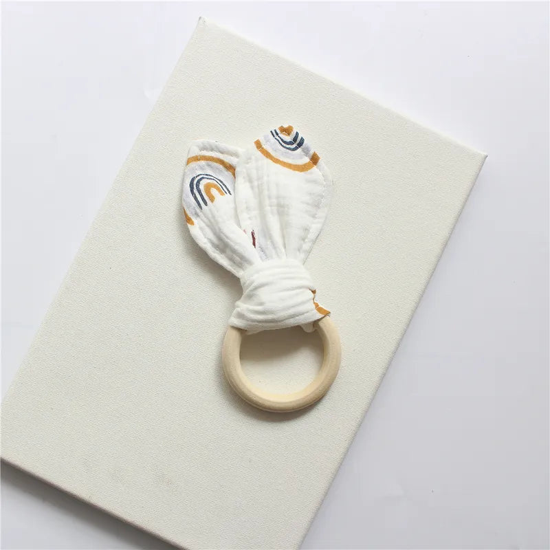 Teething Ring with Muslin Bunny Ears