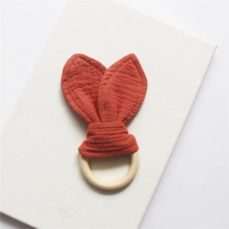Teething Ring with Muslin Bunny Ears