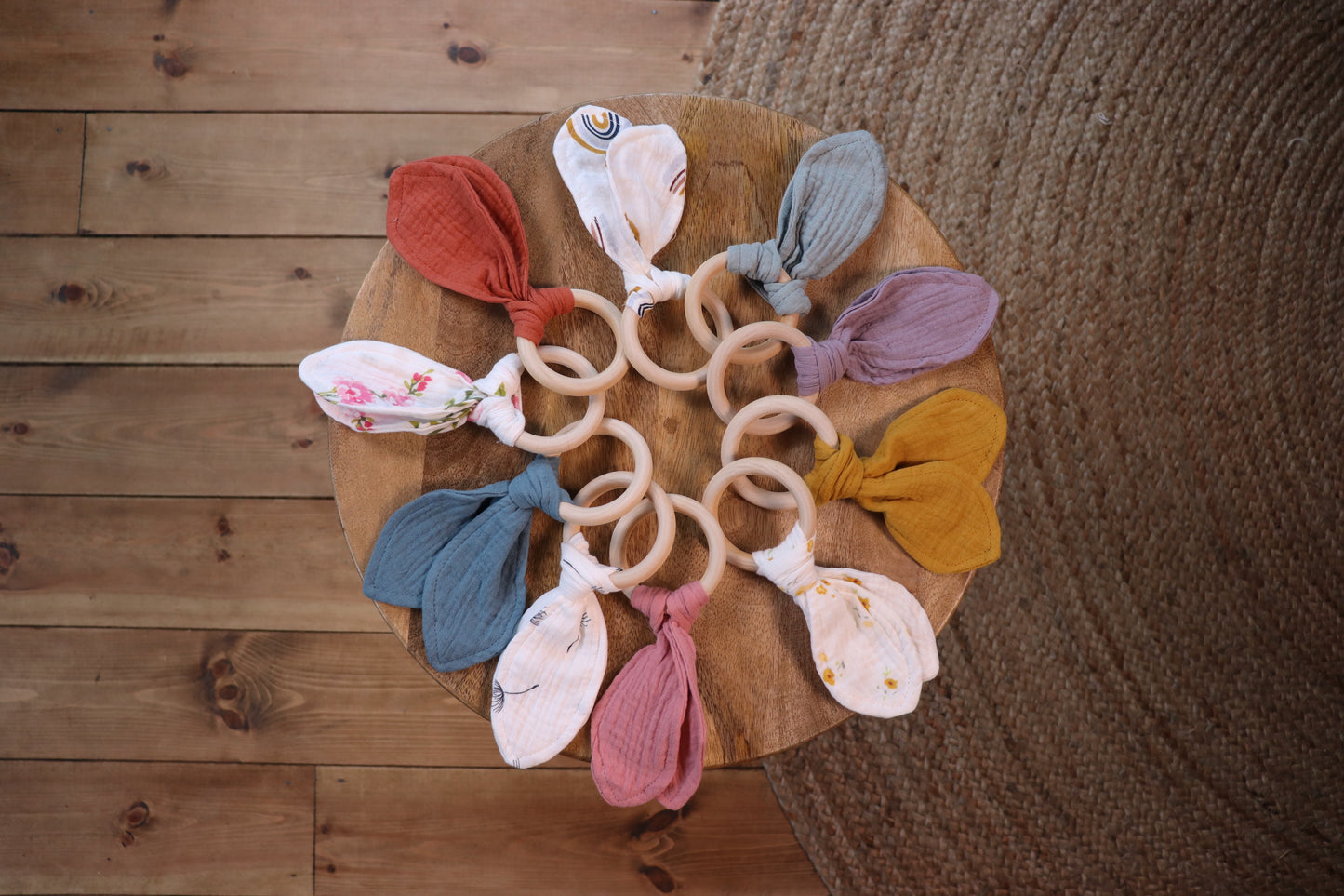 Teething Ring with Muslin Bunny Ears