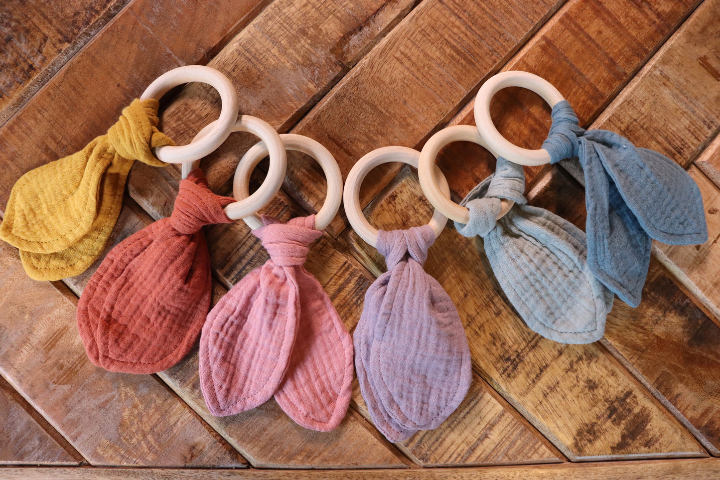 Teething Ring with Muslin Bunny Ears