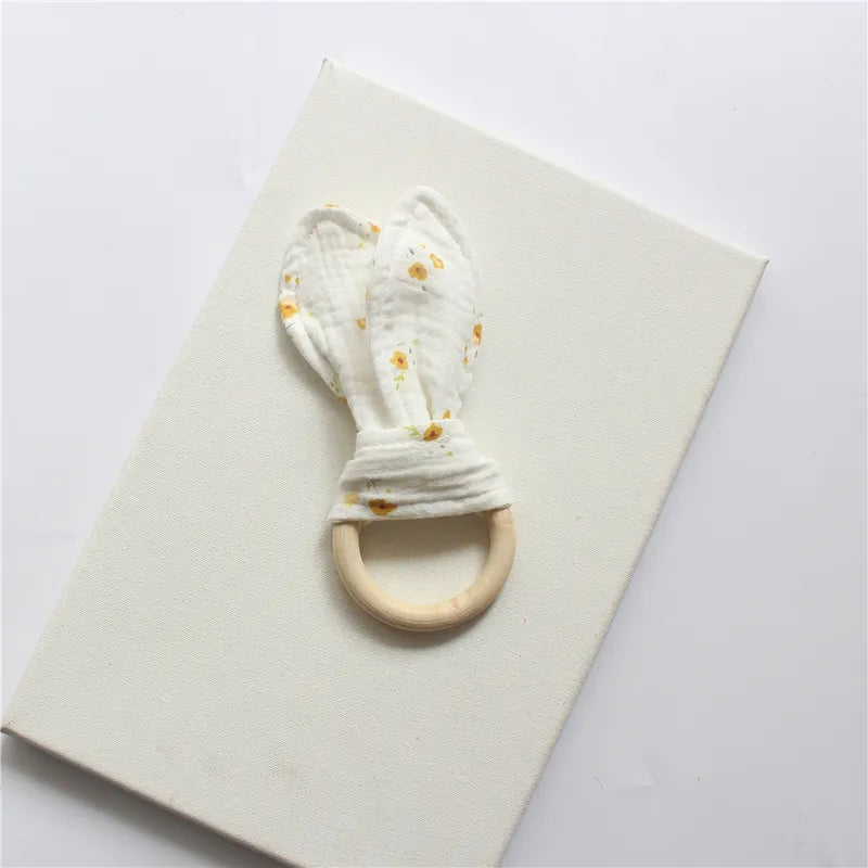 Teething Ring with Muslin Bunny Ears