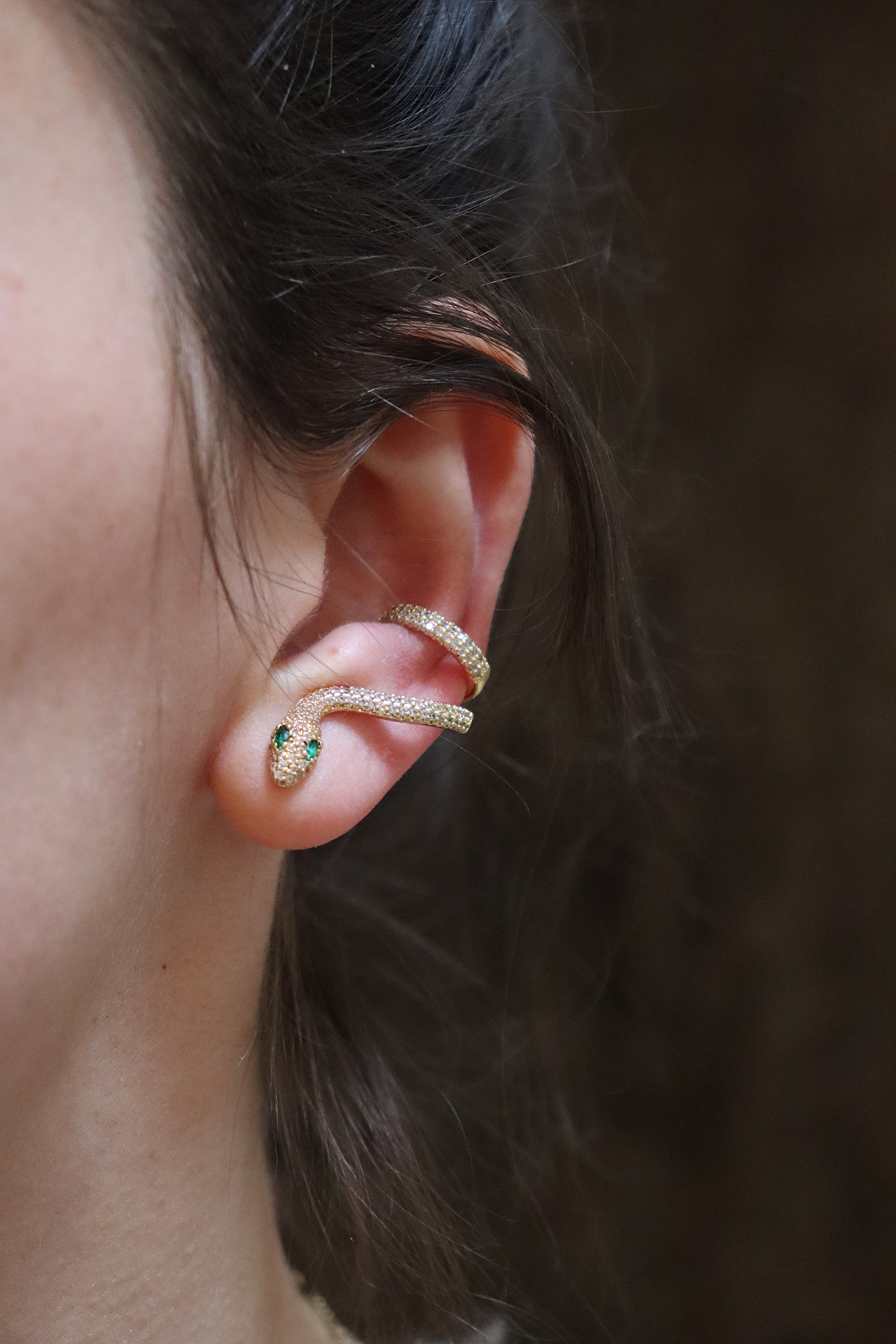 Snake Earring with Cuff Rose Co Lifestyle