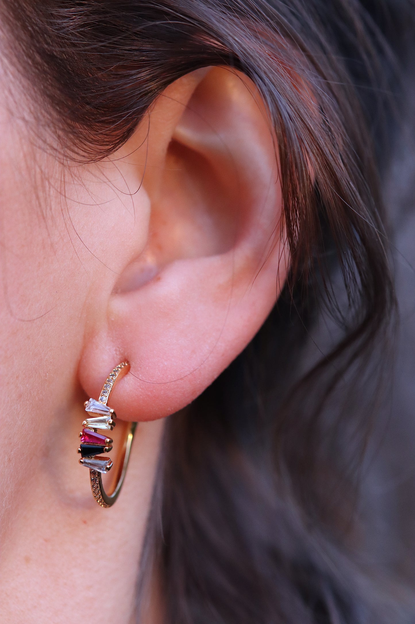 Gold Hoops With Cubic Zirconia Sprinkles