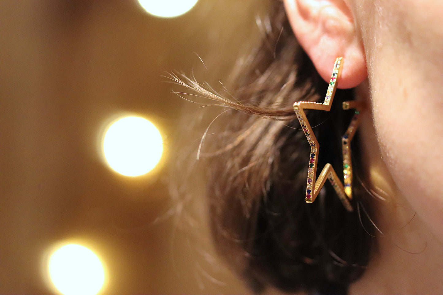 Cubic Zirconia Studded Star Earrings
