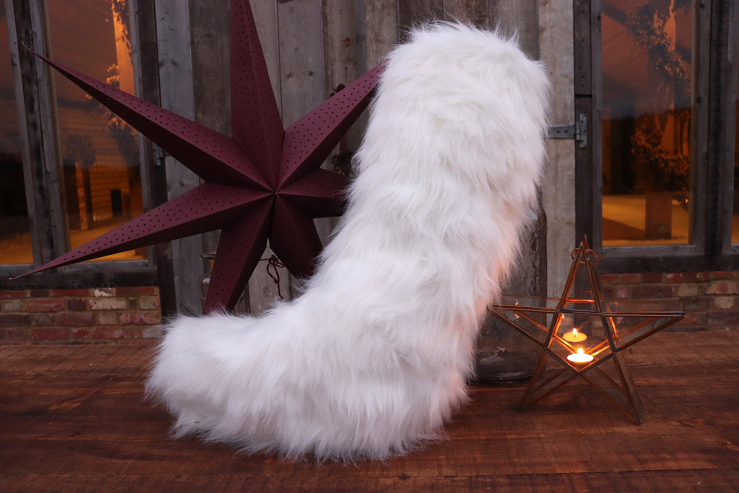 Large White Faux Fur Stocking