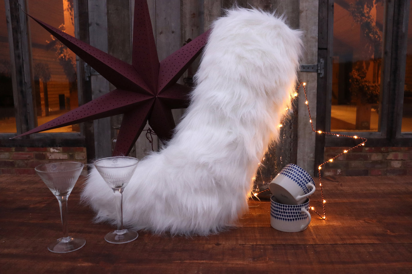 Large White Faux Fur Stocking