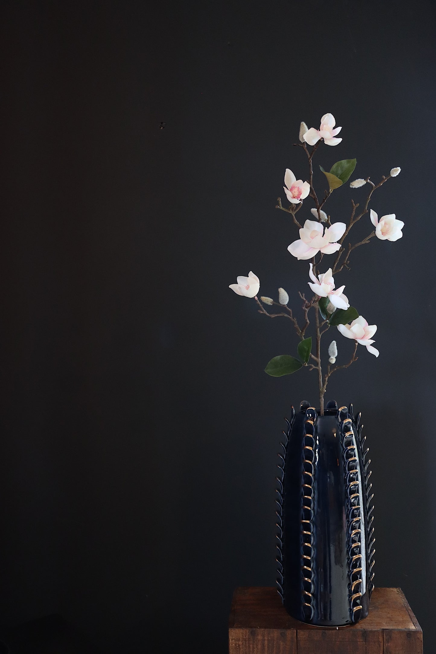 Large Blue & Gold Ceramic Vase