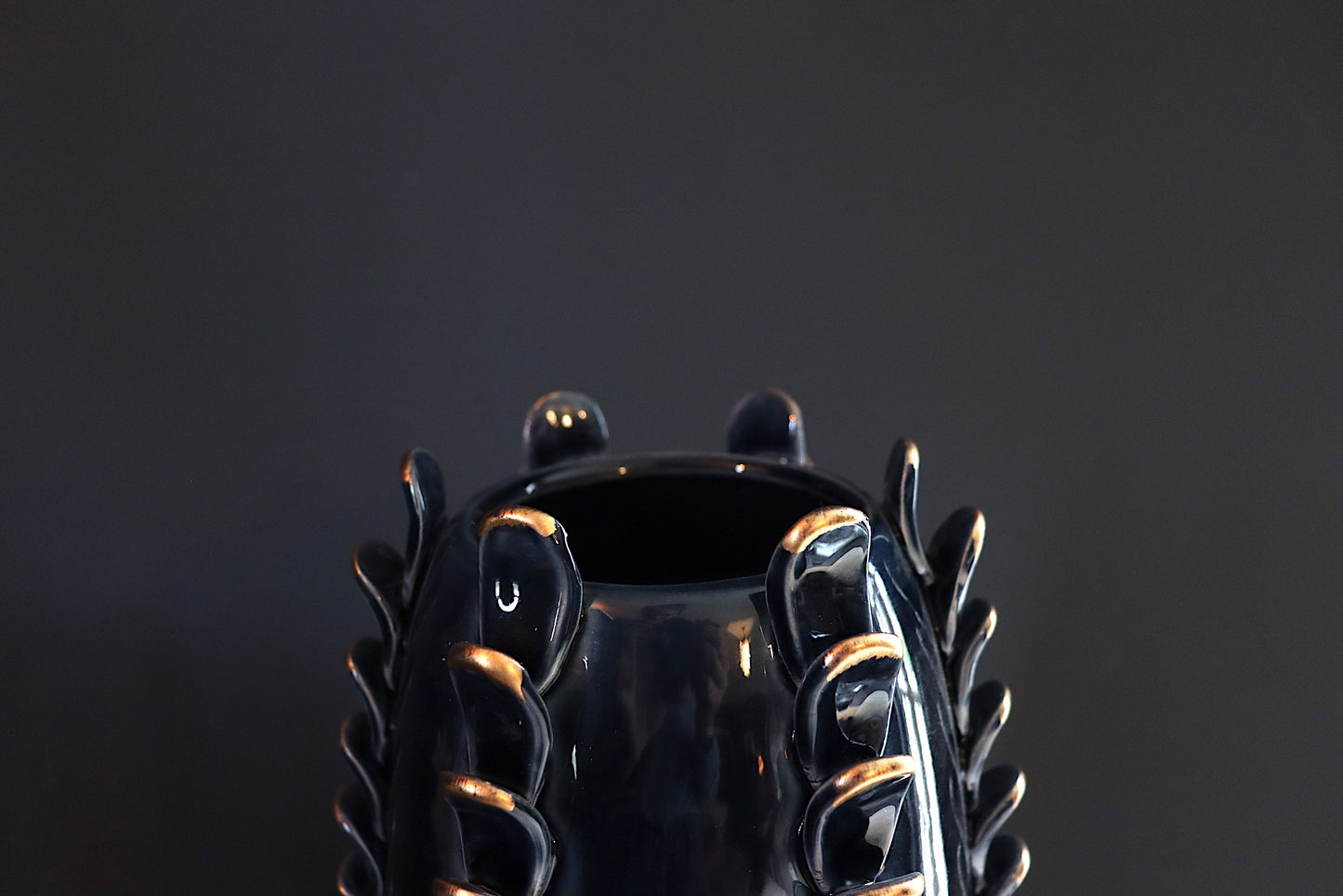 Large Blue & Gold Ceramic Vase