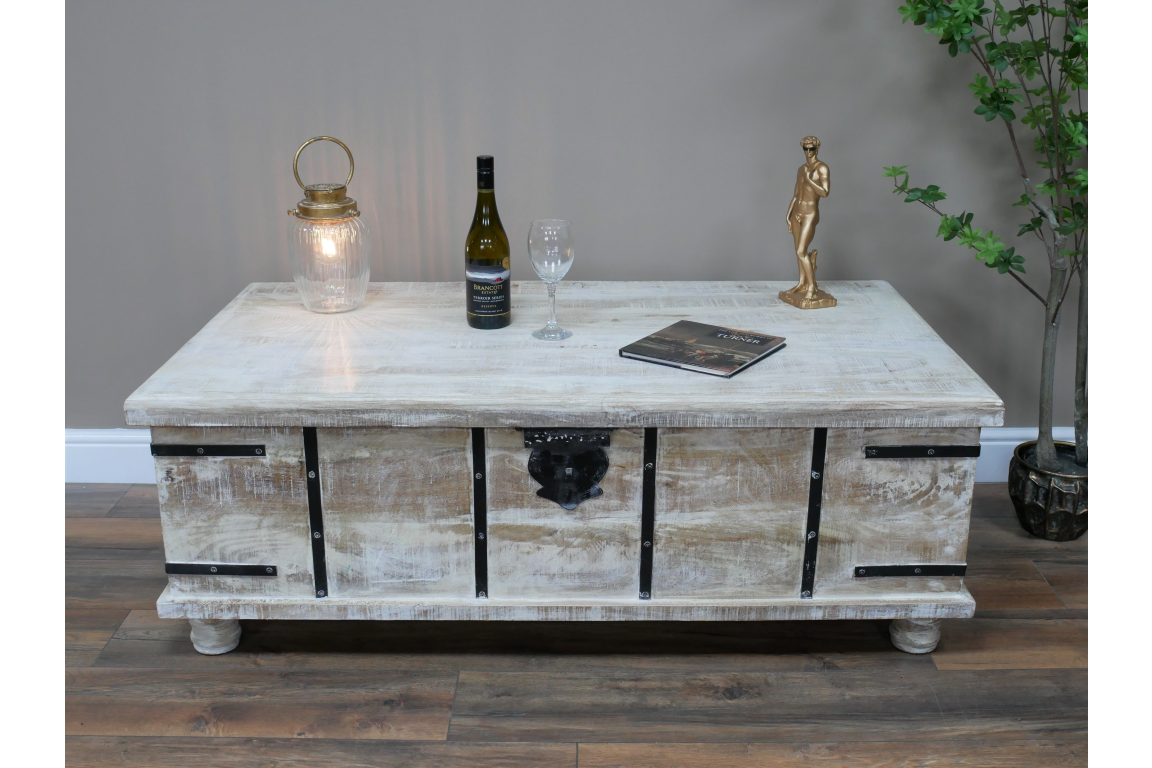 White Wash Coffee Table Chest