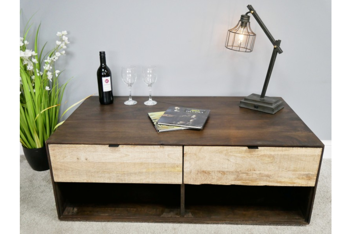 Mango Wood Coffee Table With Drawers