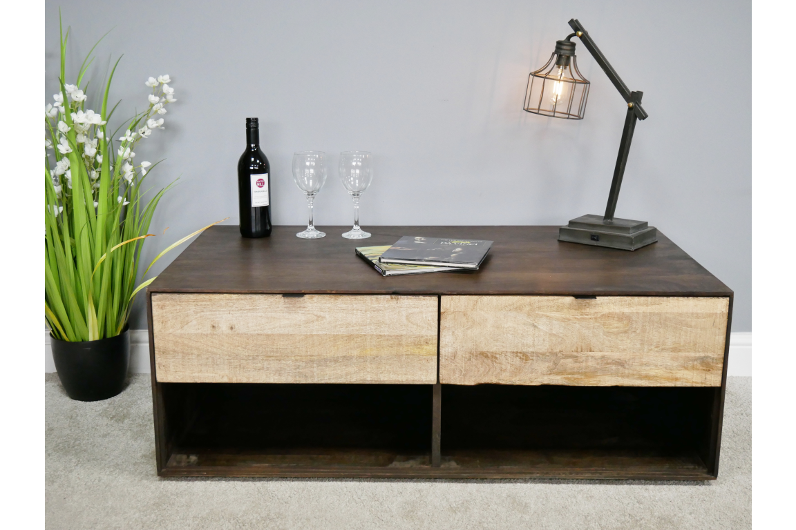 Mango Wood Coffee Table With Drawers