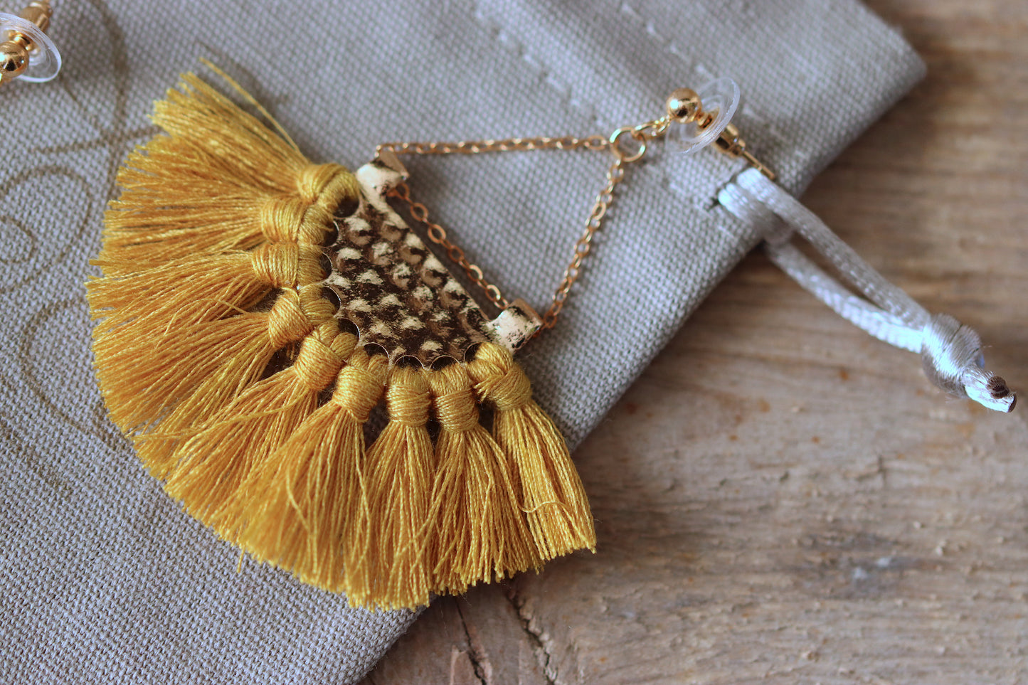 Hammered Chandelier Earrings - Mustard