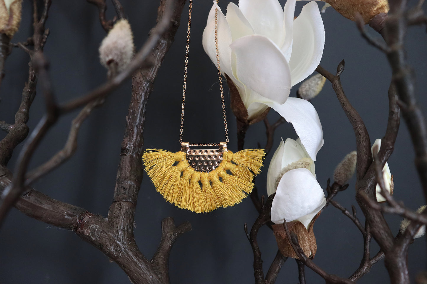 Hammered Chandelier Necklace - Mustard