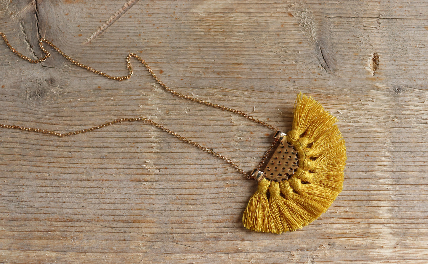 Hammered Chandelier Necklace - Mustard