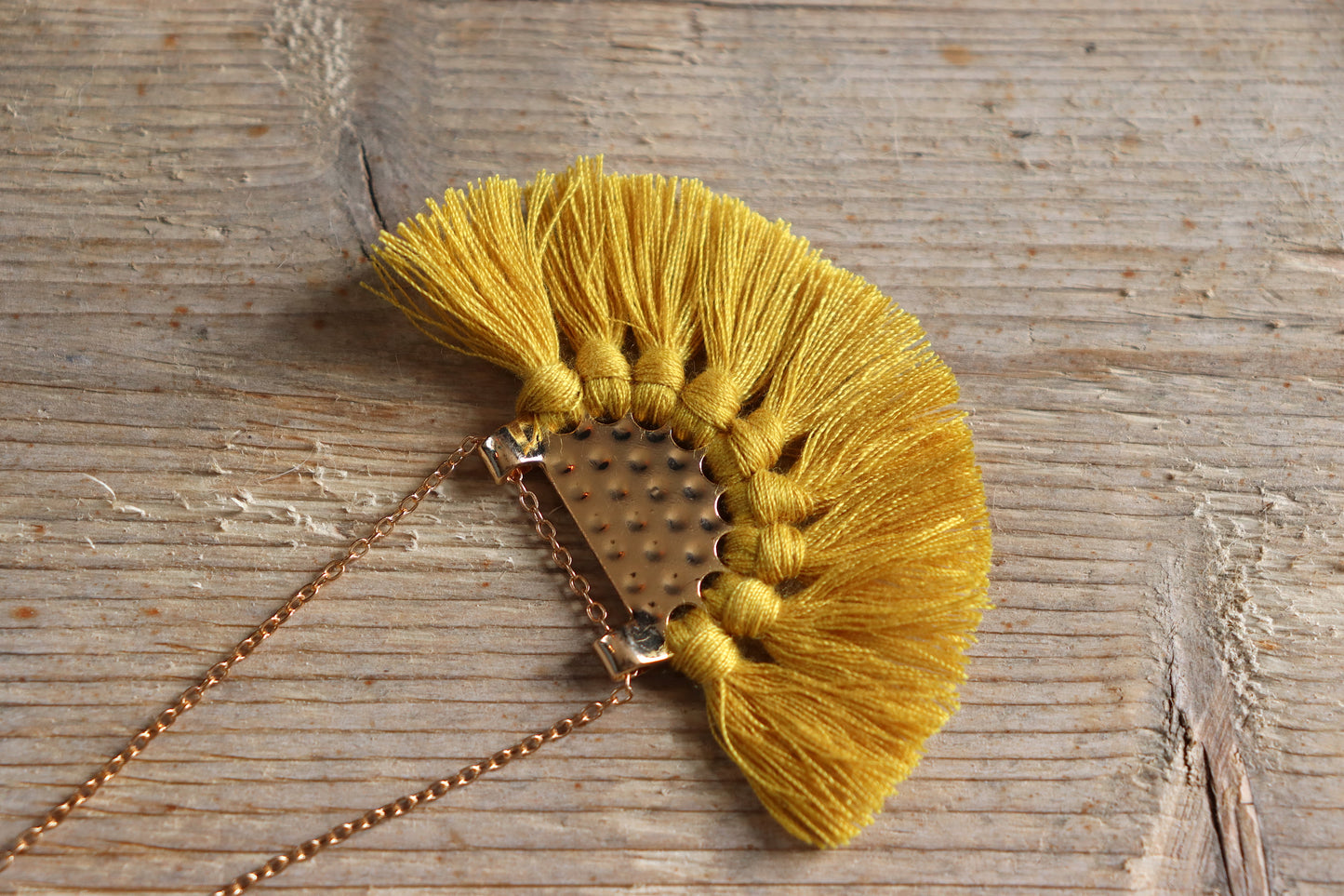 Hammered Chandelier Necklace - Mustard