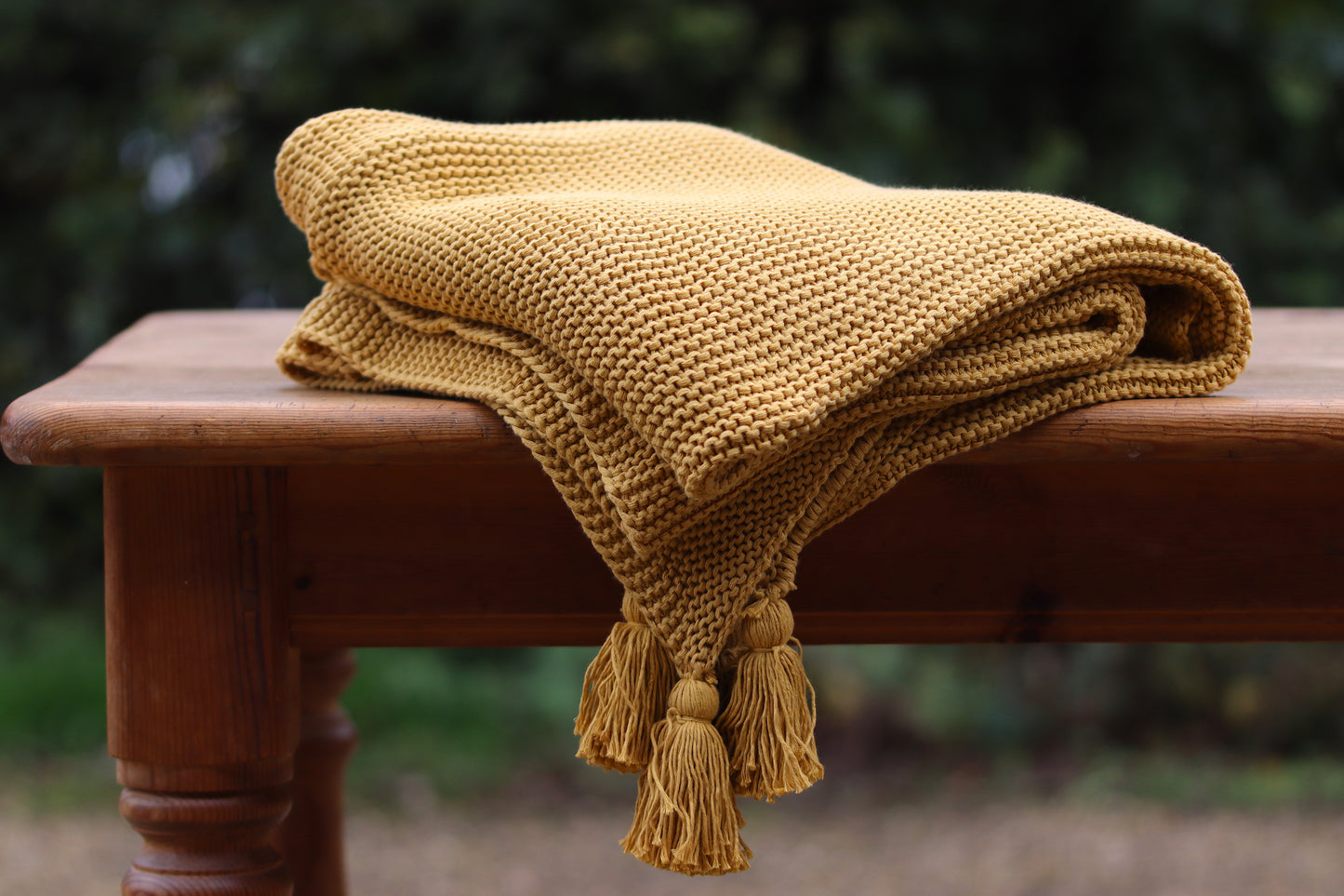Knitted Mustard Throw