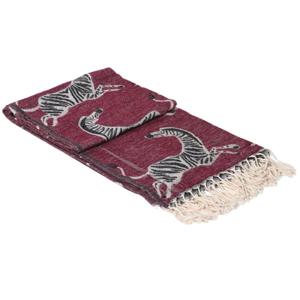 Wine Coloured Zebra Throw