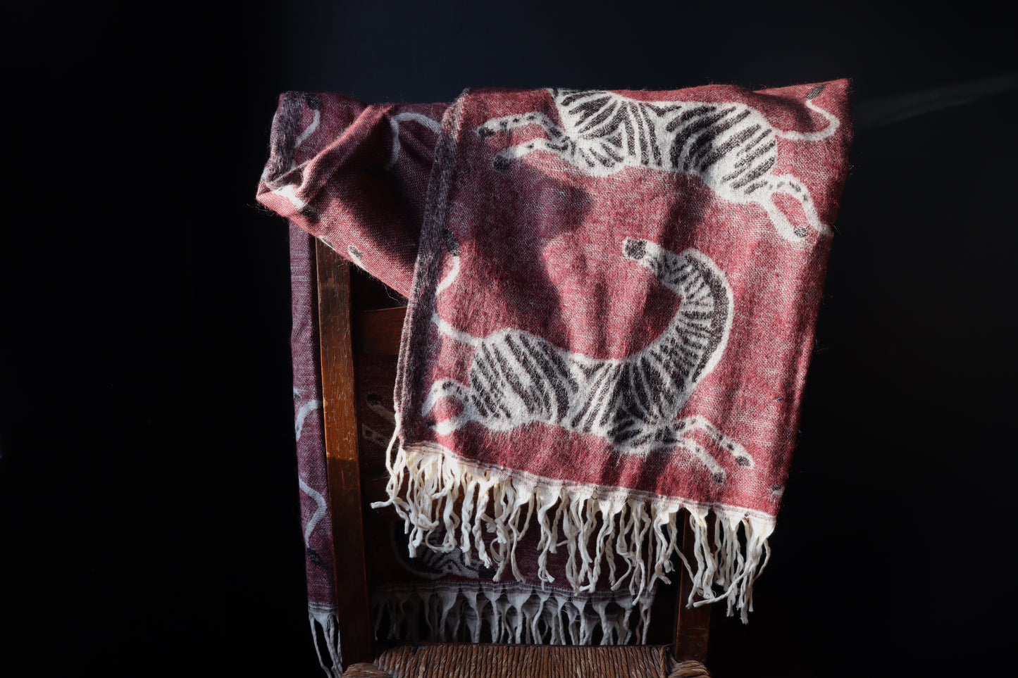 Wine Coloured Zebra Throw