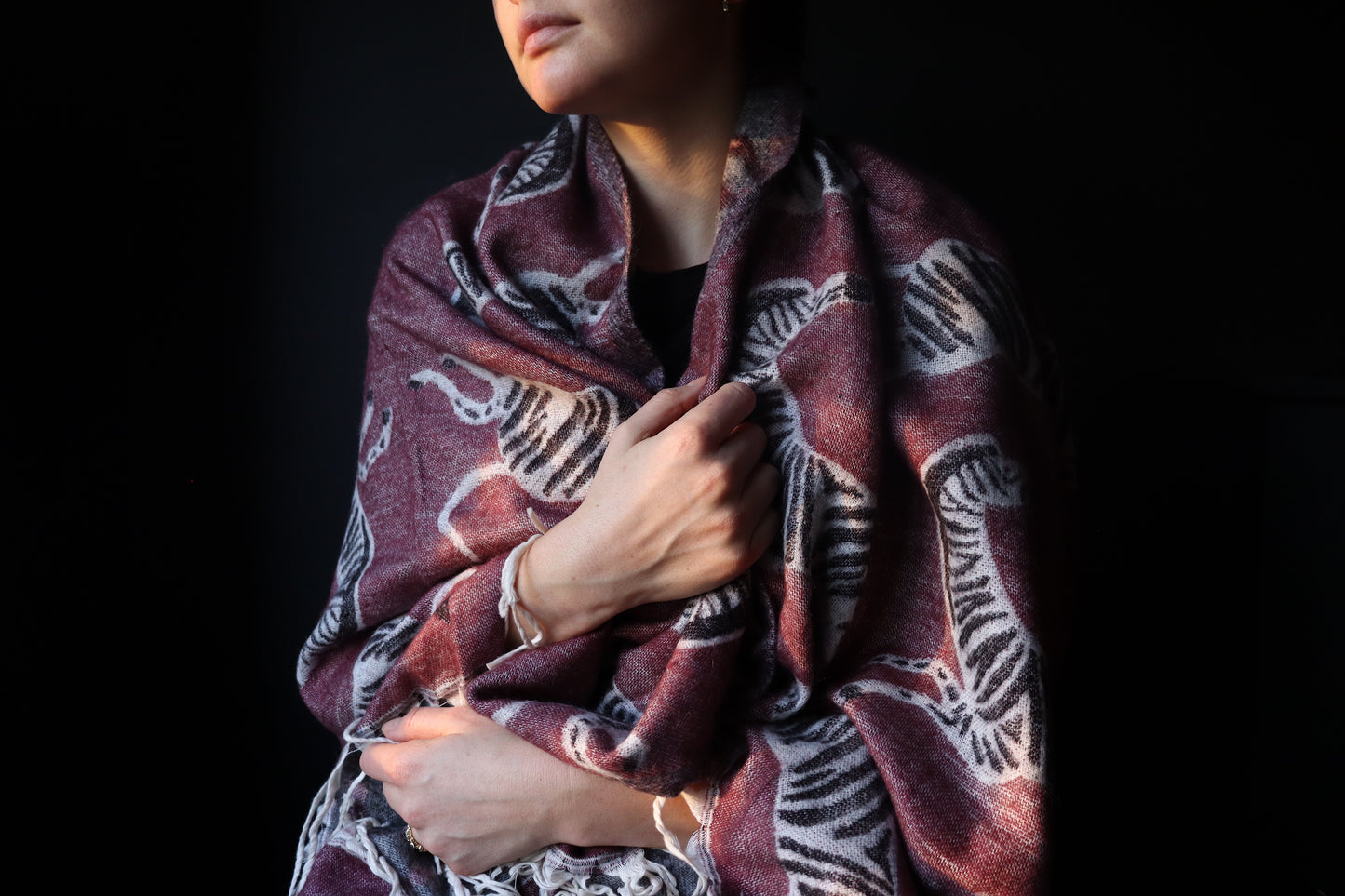 Wine Coloured Zebra Throw