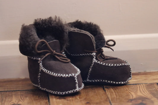 Sheepskin Booties - CHOCOLATE