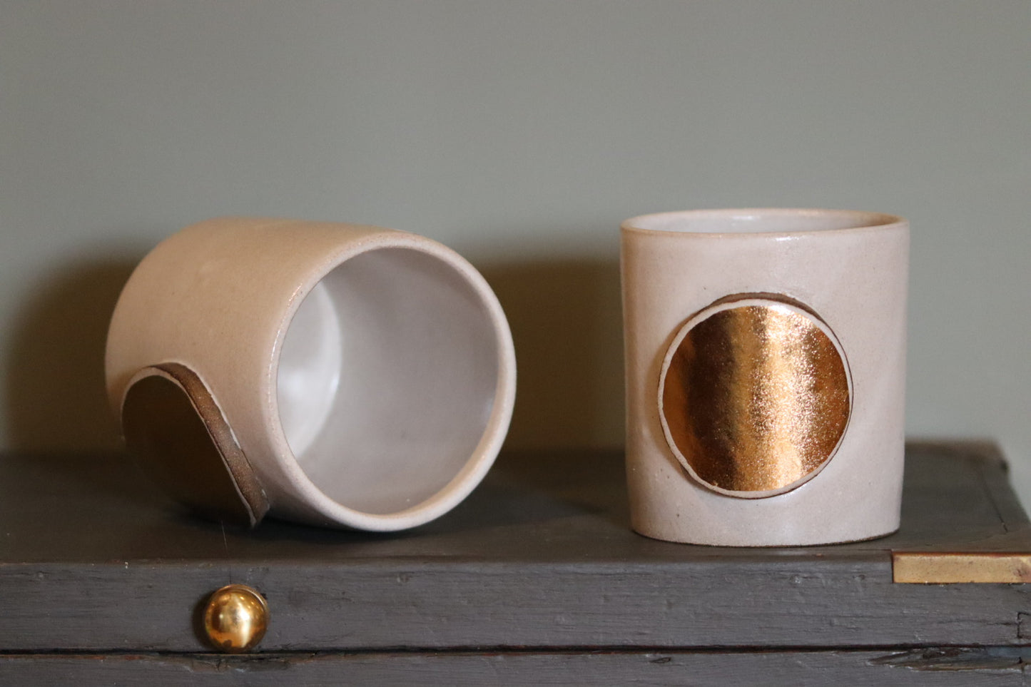 Hand Thrown Gold Dot Tumbler