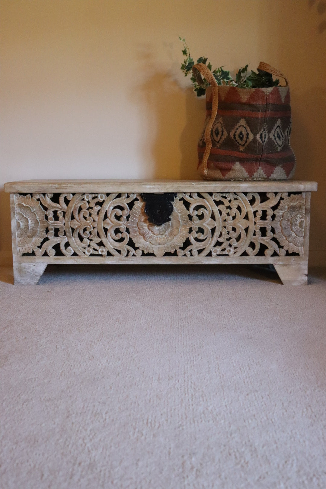 Mango Wood Carved Storage Box