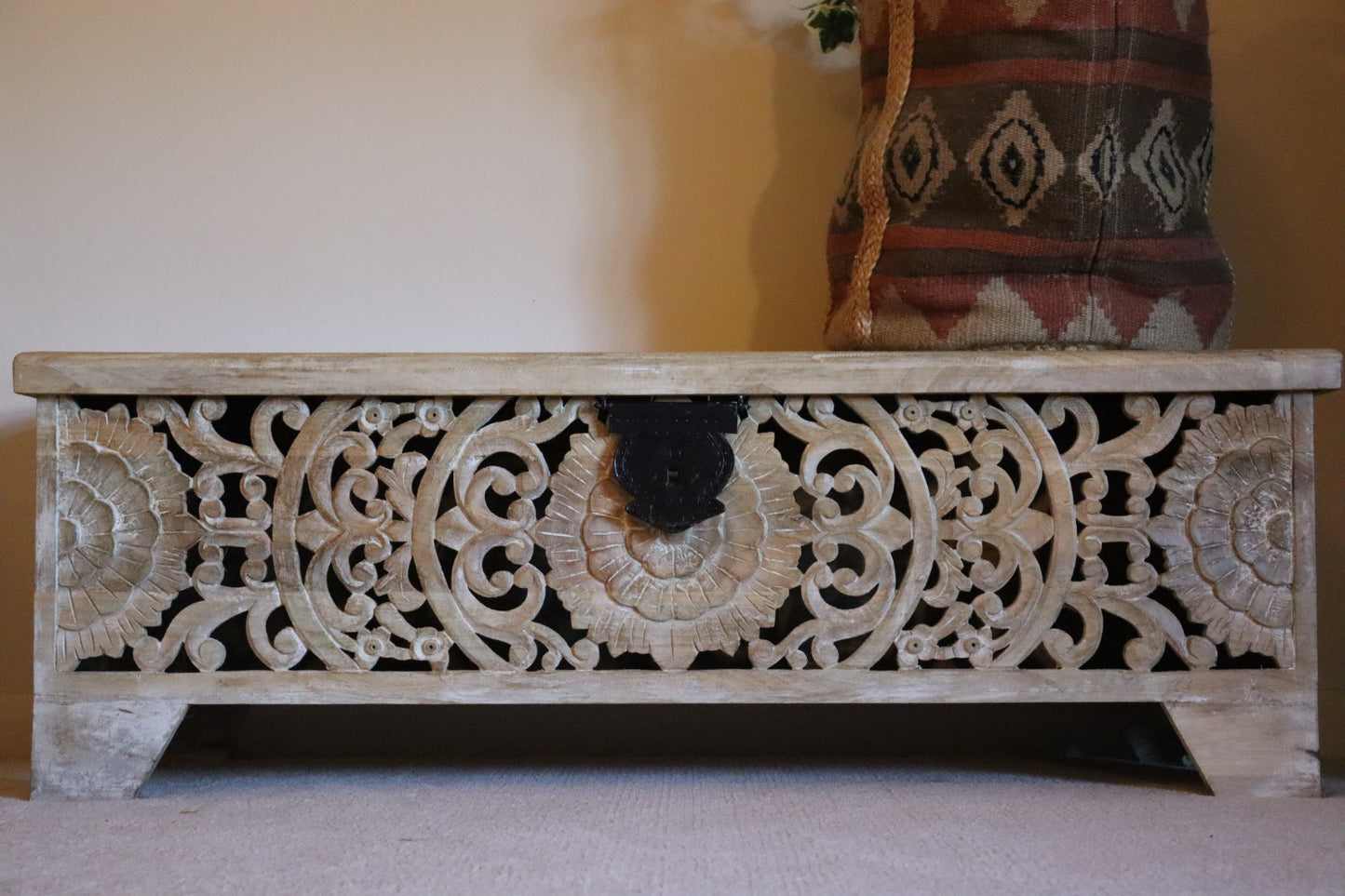 Mango Wood Carved Storage Box