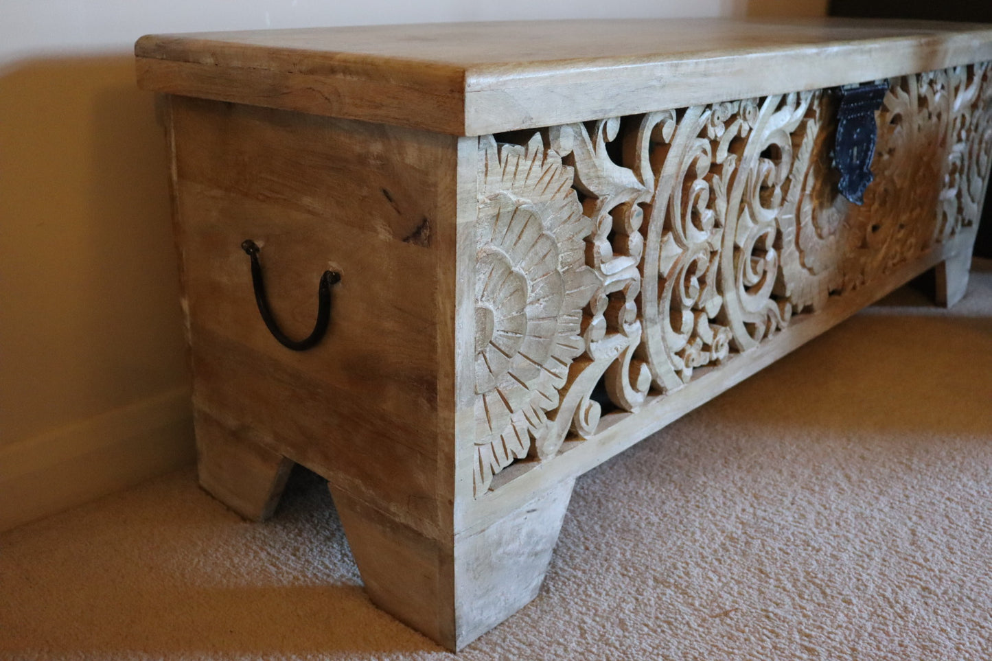 Mango Wood Carved Storage Box
