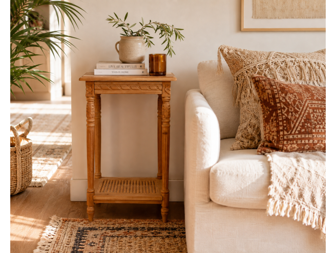 Carved Teak Side Table