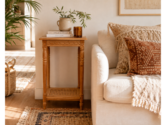 Carved Teak Side Table