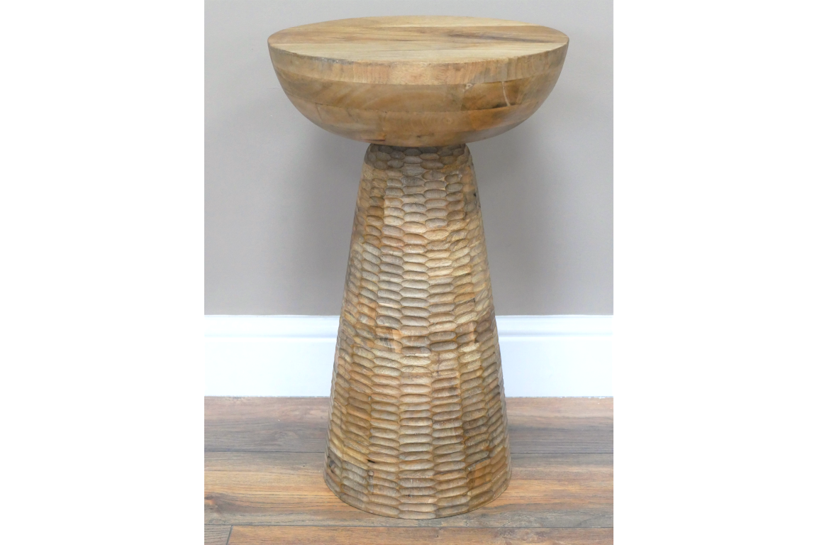 Textured Mango Wood Side Table