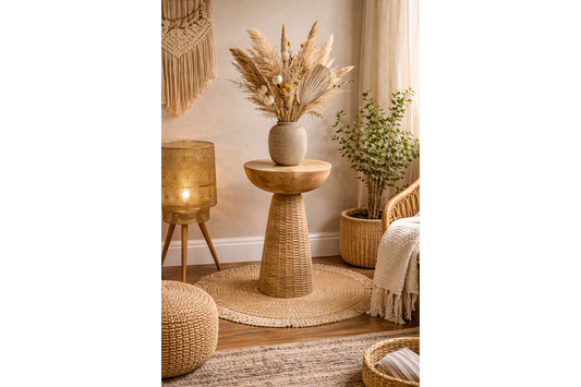 Textured Mango Wood Side Table