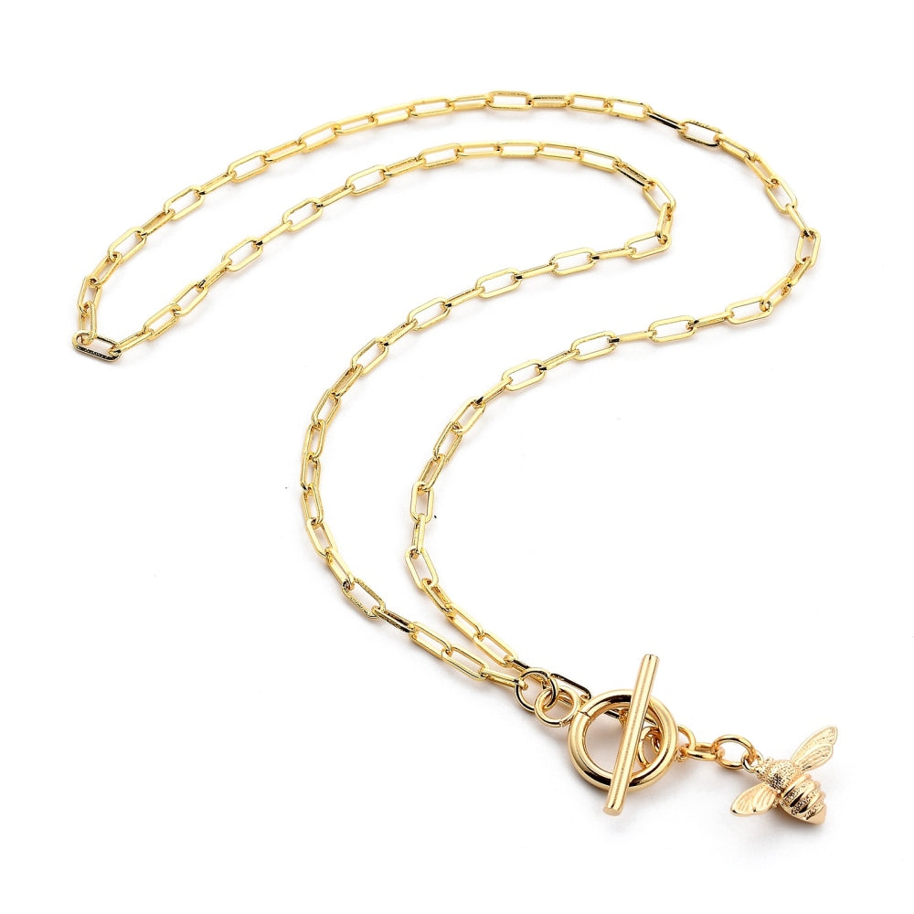 Gold Plated Toggle Clasp Bee Necklace