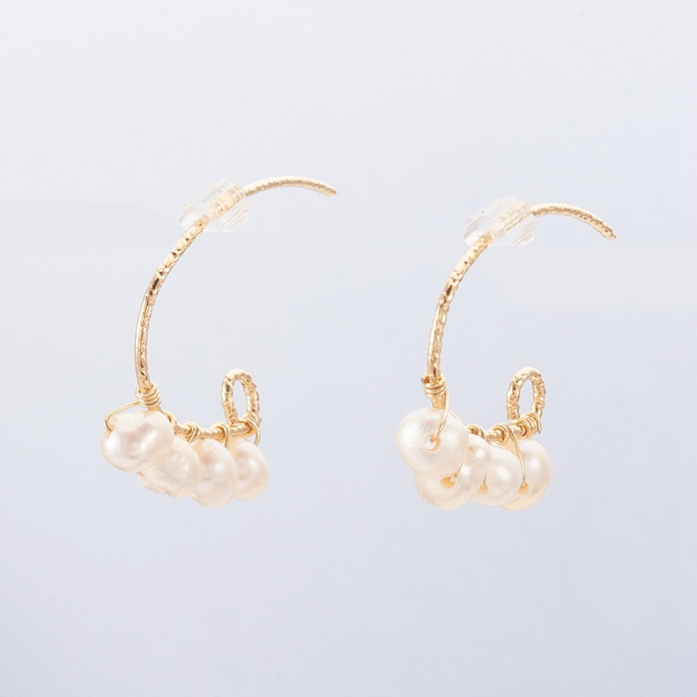 18K Gold Hook Pearl Earrings